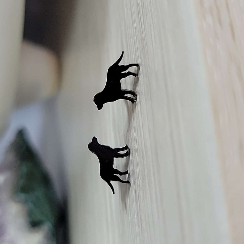 Black Lab Stud Earrings, unisex